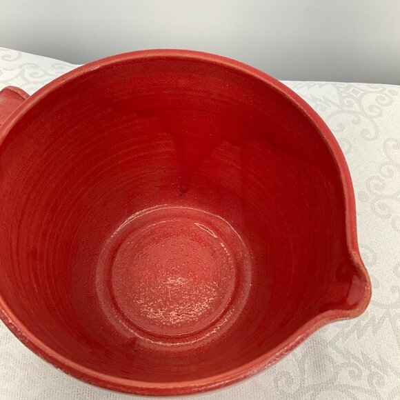 Alabama Cotton Pickin Pottery Red Mixing Bowl With Handle - Picture 7 of 9